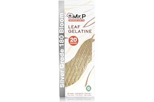 MR.P INGREDIENTS Mr. P Ingredients Gélatine Bovine Halal en Feuilles 20 pcs 50g Qualité Silver, Gelifiant Alimentaire Polyvalent 180 Bloom pour Gateaux, Tartes et Desserts, Sans Gluten, Sans OGM