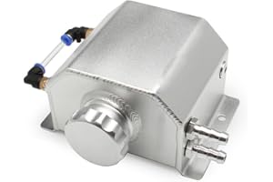 Shkalacar Lata de Captura de Aceite 1L/2L, Oil Catch Can De Aluminio Universal, Ventilación de Aceite con Tapón de Drenaje Negro/Plata