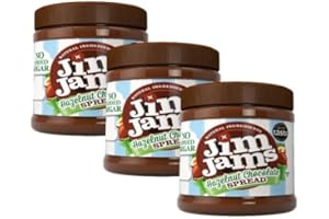 ZAMFOODS Jimjams No Added Sugar Healthy Diabectic Belgium Hazelnut Chocolate Spread 350g, for Pancakes, Porridge, Muffins and Party Food, Unique Recipe, I Mothers & Fathers Day, Christmas (3 Jars, Hazelnut)