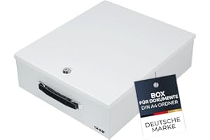 ‎HMF HMF 142-07 Abschließbare XL Dokumentenkassette für Ordner | DIN A4 / B4 | Lichtgrau