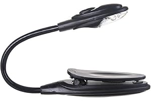 Brussels08 Lampe de lecture portable à LED à piles - Pince flexible flexible et flexible - Pour la maison, le livre, le lit, l'ordinateur - Noir