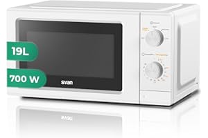 Svan Microondas 19 Litros Básico Blanco SMW19700. 700W, 5 Niveles de Potencia, Modo Descongelación, Revestimiento Interior, Fácil Limpieza, Temporizador 30min.