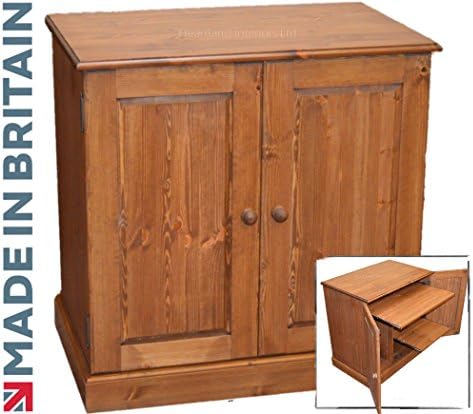 Solid Pine Desk, Handcrafted &amp; Waxed Hideaway Computer Cupboard, Workstation Desk, Bureau. Choice of Colours. No flat Packs, No assembly (WS2D1)