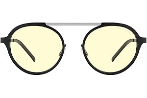 Gunnar Gaming and Computer Eyewear - Pacifica, Strata Collection - Frame Colour: Onyx-Silver, Lens Tint: Amber (Blocks 65% Blue Light & 100% UV Light) - Blue Light Blocking Glasses - Patented lens