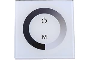 HAOFY Ściemniacz LED z Dotykowym ściemniaczem Ściemniacz światła LED, Naścienny Kontroler z Pełnym Panelem Dotykowym, Plastikowa Osłona Przełącznik ścienny do Jednokolorowych Taśm(biały)