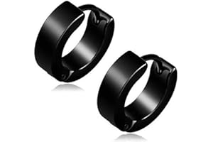 Zense - Orecchini a cerchio neri da uomo ZE0062