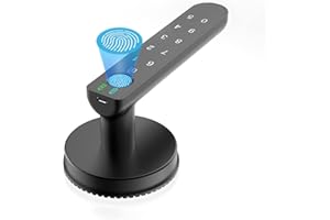 BIWIBON Fingerprint Door Lock with Keypads, Handle, Passwords, Fingerprint Door Knob Keyless Entry Door Lock for Home/Office/Bedroom/Apartment Black