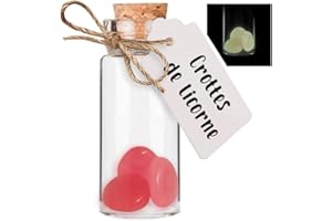 MISTER CURIOSITIES Crottes de licorne de couleur rose qui brillent dans le noir - Pierres phosphorescentes dans une fiole en verre pour cabinet de curiosités - Faux caca, objet humoristique