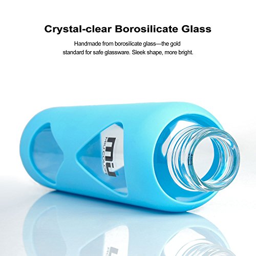 MIU COLOR® 550ml Glasflasche trinkflasche mit Silikonhülle BPA-frei (Hellblau) - 3