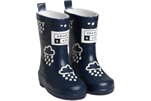 Grass & Air Kids Wellies, Navy Blue Colour-Changing Unisex Winter Wellies, Toddler, Welly Boots, Childrens Rain Boots, Navy Blue