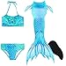 Produktbild Meerjungfrauenschwanz Zum Schwimmen mit Meerjungfrau Flosse-Prinzessin Cosplay Bademode für Das Schwimmen mit Bikini-Set, 4 Stück