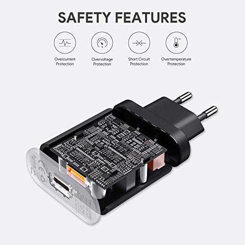 AUKEY Quick Charge 3 0 Chargeur Secteur USB 19 5W Chargeur Mural pour Samsung Galaxy S8 S8  Note 8  LG G5 G6  Nexus 5X 6P  HTC 10  iPhone XS   iPhone XS Max   iPhone XR  iPad Pro Air  Moto G4 etc 