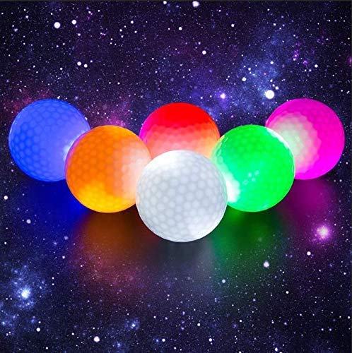 Crestgolf 6 pieces LED Light Up Golf balls Night Golf Ball Official size Glow In Dark Perfect for golf Long distance shooting (pink/red/blue/green/orange/white)...