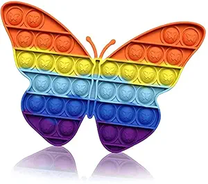 OBERLO Pop It Fidget Toys,Push Pop Bubble Fidget Sensory Toy,Autism Special Needs Silicone Stress Relief Toy,Great Fidget Toy Sensory Toys Novelty Gifts for Girls Boys Kids Adults (Rainbow Butterfly)
