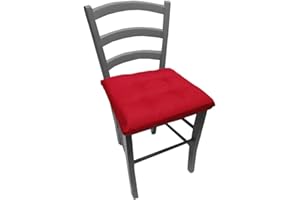 Russo Tessuti 6 Cuscini Sedie Cucina Coprisedia Imbottiti Laccetti Vari Colori Tinta Unita-Rosso