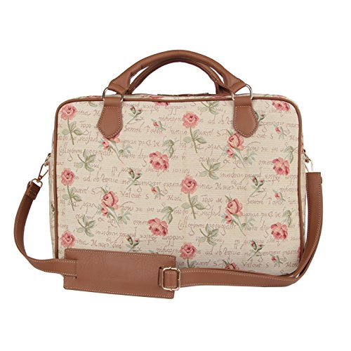Signare Tapisserie Aktentasche fuer Damen geeignet als modische Laptoptasche bis 15 6   im Stil Pinke Rose
