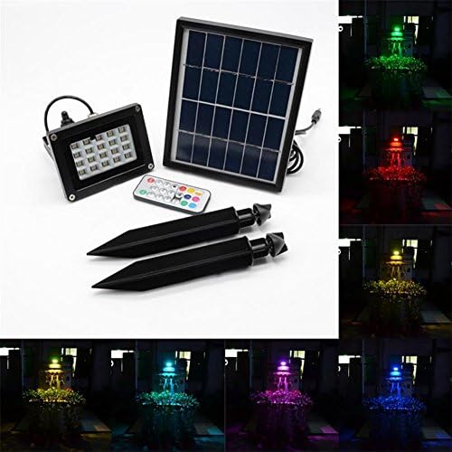 XYDM Solar Security Flood Light 7 Kinds of Intelligent Mode 20 LED Outdoor RGB 7 Color Change Adjustable Spotlight IP65 Waterproof Landscape Lighting Spot Lights Garden Lawn Outside Night Lights Decorat