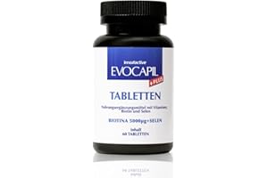 Evocapil Plus 1 x 60 tabletek przeciw wypadaniu włosów i po przeszczepie włosów – biotyna + selen, cynk i witaminy – witaminy do włosów dla mężczyzn i kobiet