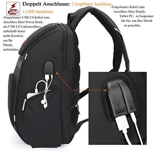 Amzbag 17 3 Zoll Laptop Rucksack Mutil-funktionale Reise Rucksack Business Backpack Computer Tasche mit USB Anschluss Wasserresistent College Rucksack