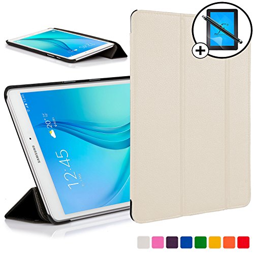 Forefront Cases® Neue Leder Hülle / Tasche / Case / Cover für Samsung Galaxy Tab A 9.7 SM-T550 (Mai 2015) - Rundum-Geräteschutz und intelligente Auto-Sleep-Wake-Funktion mit 3-JAHRES-GARANTIE VON FOREFRONT CASES - inkl. Eingabestift und Displayschutz