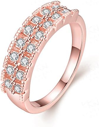 Fashion 18K Rose Gold Plated CZ Czech Drill Zirconia Crystal Zircon Rings