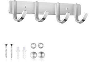 ERWEY Porte Manteau Mural, 4 Crochet Porte Manteau en Acier Inoxydable, Patere Murale, Crochet Mural Porte Serviettes Mural à Visser pour Chambres, Salles de Bains et Cuisines, 28 cm