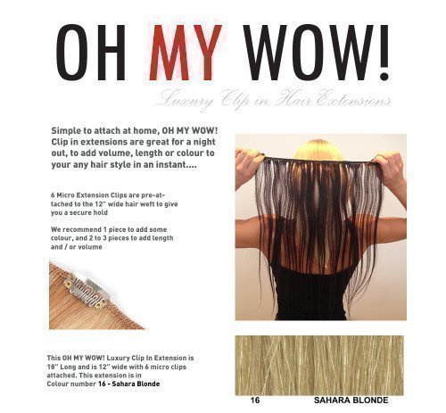 Oh My WOW! Luxury Clip In Hair Extensions - 18" Long, Colour 16 Sahara Blonde