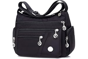 Wination Nylon axelväska, flera fickor större kapacitet handväska avslappnad crossbody handväska för kvinnor, vattentäta nylon axelhandväskor, messengerväska, stöldsäker tygväska
