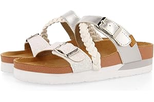 GIOSEPPO CHANCLAS BLANCAS TIPO BIO DESTALONADAS CON HEBILLAS Y DETALLE TRENZADO PARA NIÑA MELVERN