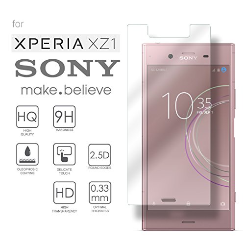 eprote Sony Xperia XZ1 screen protector, tempered glass screen guard for Sony Xperia XZ1, 5.2 inches - 9H, 2.5D round edges, HD, oleophobic coating, anti-scratch, easy to install