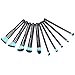 Nestling® 10Pcs Wood Makeup Brushes Kit Professional Cosmetic Make Up Set with Black Bag, Burlywood