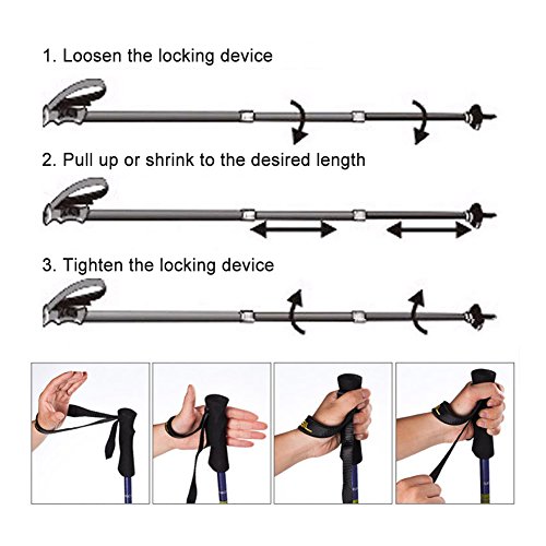 AUTOPKIO Trekking Pole Mit Tragetasche, Paar Wanderer Wanderstange Walking Pole 6061 Aluminiumlegierung Klappstab Ultralight zusammenklappbar, Anti-Schock mit EVA Schaum Griff - 6