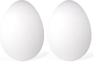 Worown 2 Pezzi Uova di Polistirolo, 15cm Altezza Bianca Uova di Plastica, Craft Uova di Pasqua per DIY Decorazioni