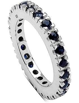 Silvancé - Damen Ring - 925 Silber, rhodiniert - echter Edelstein: Saphir, blau ca. 1.31ct. - R4071BSap