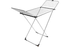 Vileda Max | Stendibiancheria in acciaio inox | Fili grossi anti-piega | Griglia in alluminio | Per interni ed esterni | Pieghevole