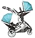 Duellette 21 BS Twin Double pushchair stroller Buggies Tandem 2 seat units, 2 Footmuffs and 2 rain covers, by Kidz Kargo Silver Chassis Teal Mist