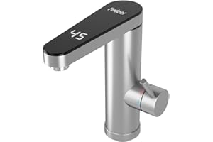 Fudeer Instant Hot Water Faucet 220V, 3.3KW Bathroom Electric Water Heater Tap with Digital Display (30-45℃),Fast Heating, 120° Rotatable Spout, 304 Stainless Steel, Energy Saving & Safe Protection