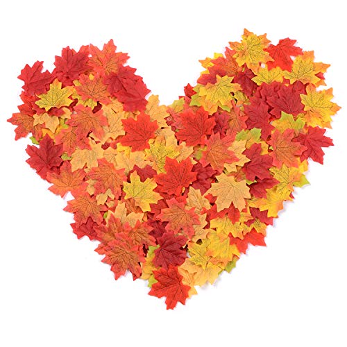 Attvn Artificial Maple Leaf, 450 Pcs Surtido Mixto Otoño Seda de Color Hojas de Arce para Bodas, Eventos y Decoración