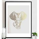 Poster Gold, Silber o. Kupfer Elefant