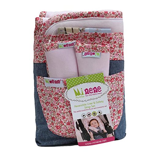 Minene UK Pushchair Liner & straps set - Pink Floral