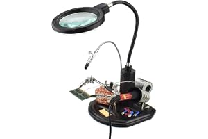 MMOBIEL mycket motståndskraftig hjälpande hand förstorande glasstation 2.5x 4x LED -ljus förstoringsglas med klämmor och klip