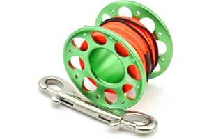 ICDKOYK Conservare Le Immersioni Bobina Bobina Portatile Colore Solido Corda in Poliestere Reels Pesca Accessori subacquei Accessori subacquei con Gancio Doppio fine, Verde, 15m