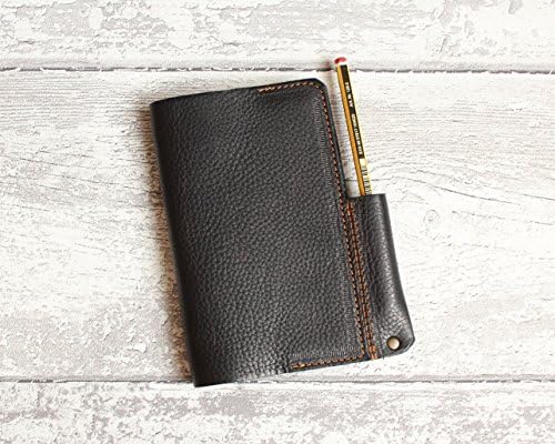Leather Notebook Cover in Italian leather veg/chrome tanned BLACK colour.