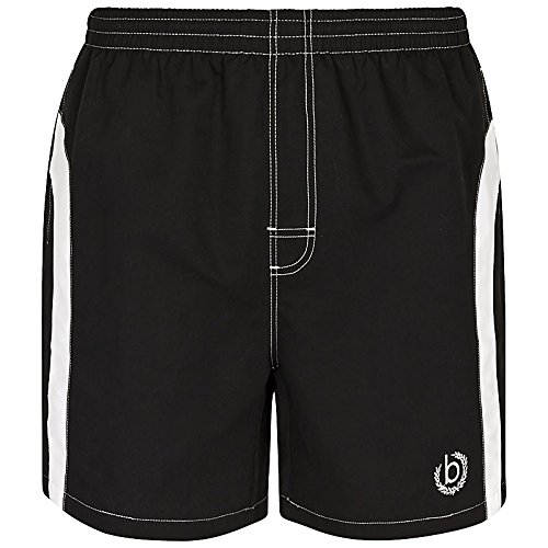 bugatti® – moderne Herren Badeshort schwarz oder marineblau, mit weißem Seitenstreifen - 2