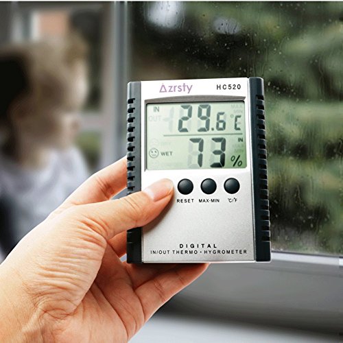 Hygrometer Thermometer Azrsty Innen / Außen Temperatur Messgerät Feuchtigkeitsmesser Thermo-Hygrometer ( Sonde, Batterie inklusive) - 5