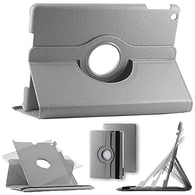 ebestStar - pour Apple iPad 9.7 2017, iPad Air 1 - Housse Coque Etui PU cuir Support rotatif 360° + Film, Couleur Gris [Dimensions PRECISES de votre appareil : 240 x 169.5 x 7.5 mm, écran 9.7'']
