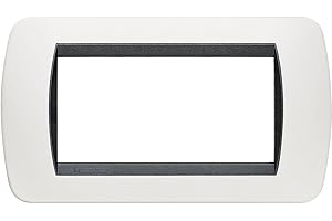 Bticino L4804PB Placa de 4 módulos, Color Blanco