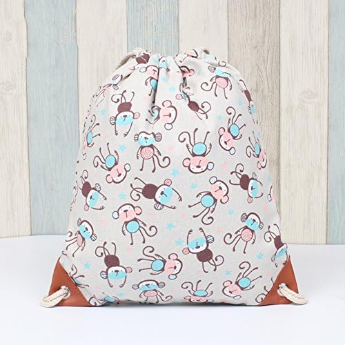 AIURBAG Cute Monky Foldable Canvas Sack Basic Gym Tote Dance Bag For Swimming Shopping Sports Women Men Boys Girls
