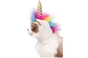 DELIFUR Hundekostüm Haustier Einhorn Hut für Katzen und kleine Hunde Welpenzubehör für Halloween Cosplay Mähnenkappe