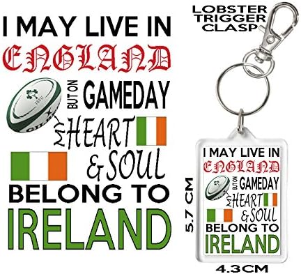 IRISH RUGBY KEYRING, On Match Day My Heart And Soul Belong To Ireland. Excellent Birthday, Christmas, Anniversary, Congratulations Gift. Ireland Rugby Gift